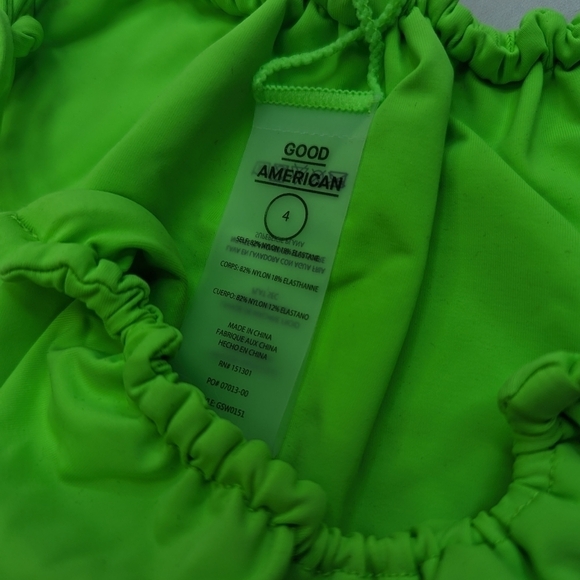 Good American Swim Bottom Women 4 XL Green Chartreuse Neon Tiny Ties Bikini Fits - Picture 10 of 10